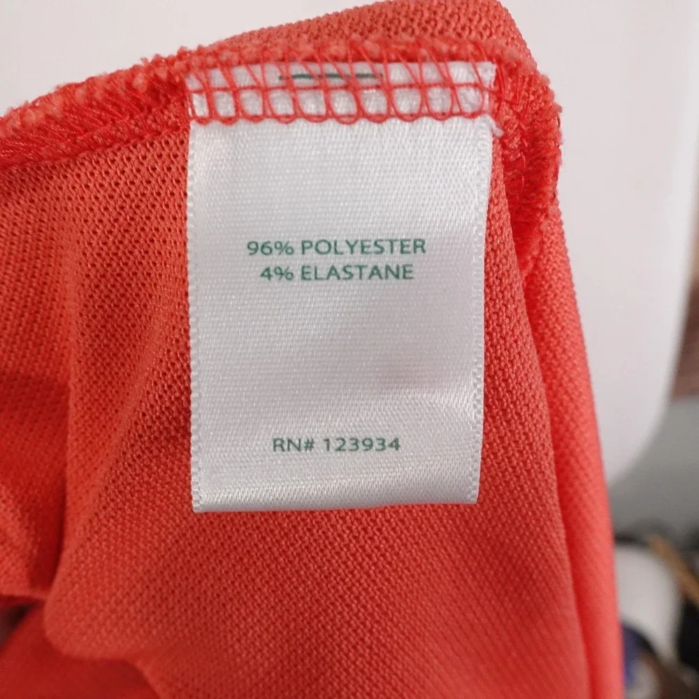 Southern Tide Club Polo Shirt Mens Large Orange Polyester Spandex Collared